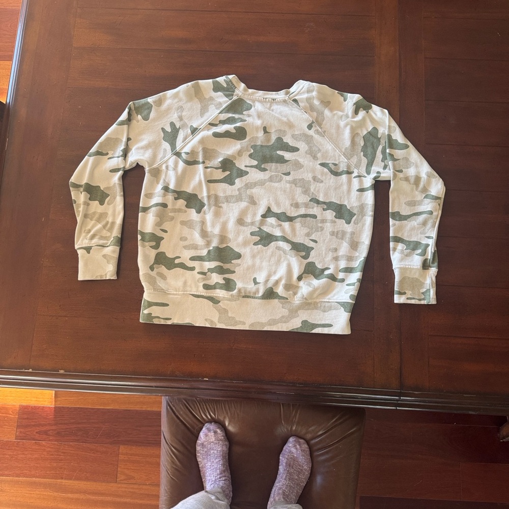 Sundry Camouflage Crew Neck Sweater - Green and Tan